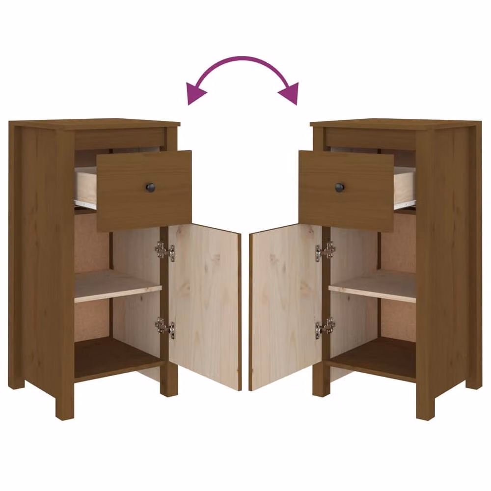 Berkfield Home Solid Wood Pine Sideboard in Honey Brown, W/D/H: 40 x 35 x 80 cm – 3