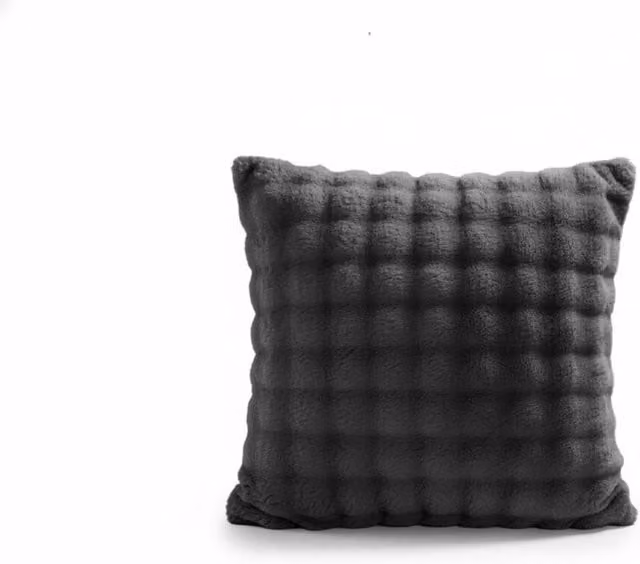 Snug City Square Teddy Plush Decorative Cushion Cover in Grey, W/D/H: 45 x 45 x 1 cm