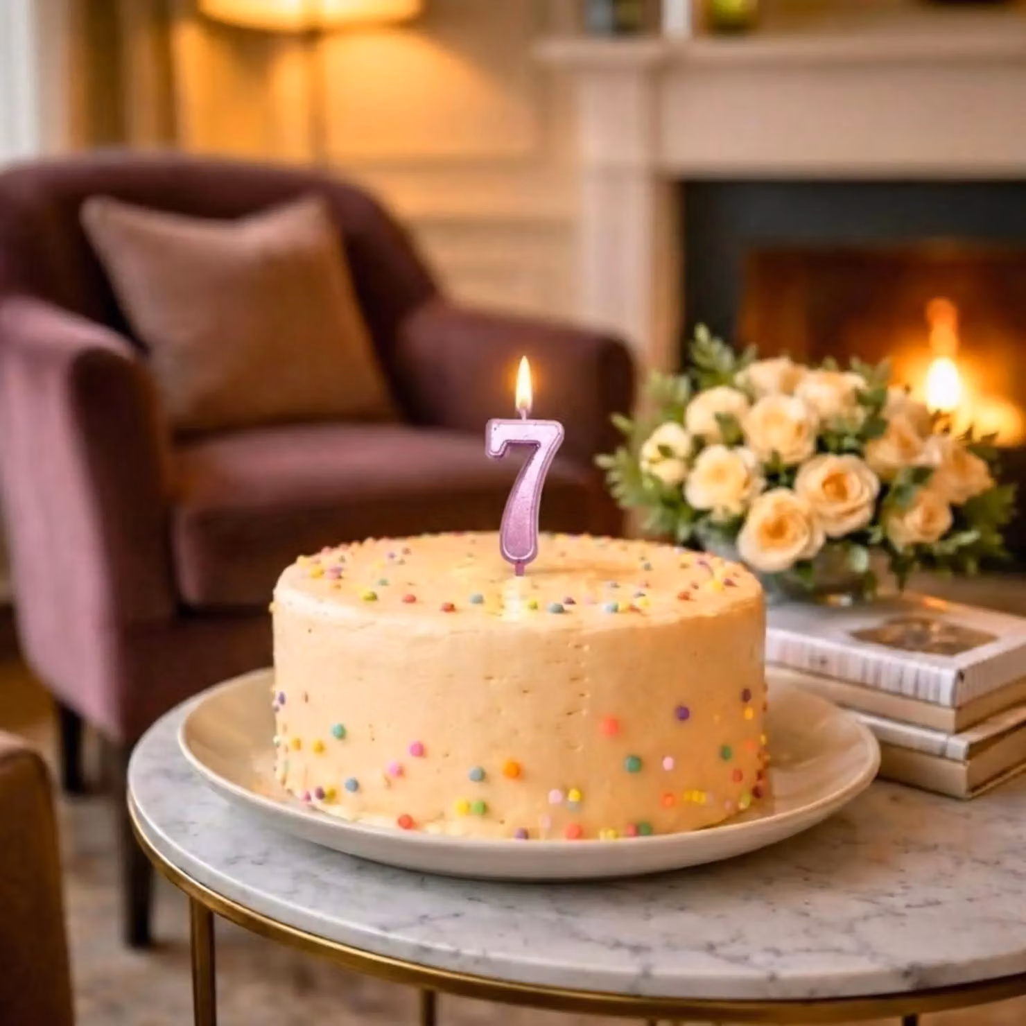 Shatchi Pink Number 7 Birthday Cake Topper Candle – 6