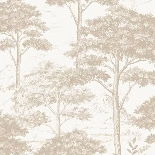 Grandeco Etched Tree Toile Textured Botanical Wallpaper in Beige