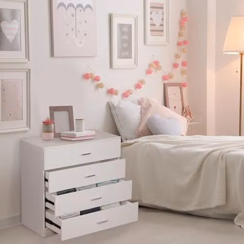 Alivio 4 Drawer Bedside Cabinet and Nightstand in White – 2