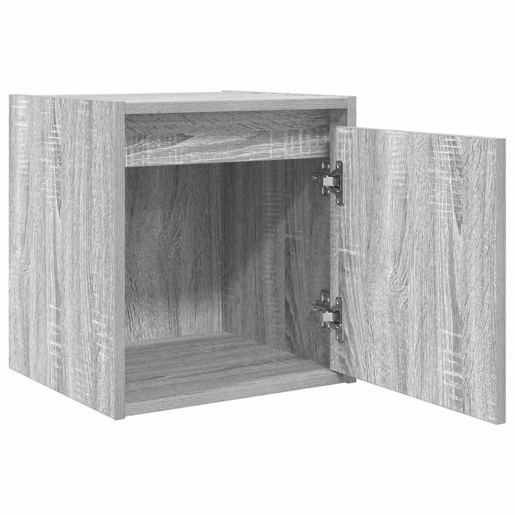 Berkfield Home Wall-Mounted Bedside Cabinet in Grey Sonoma, W: 38 cm, D: 34 cm, H: 40 cm – 2