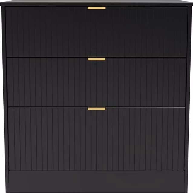 Ready Assembled 2 U Denver 3 Drawer Deep Chest in Matt True Black