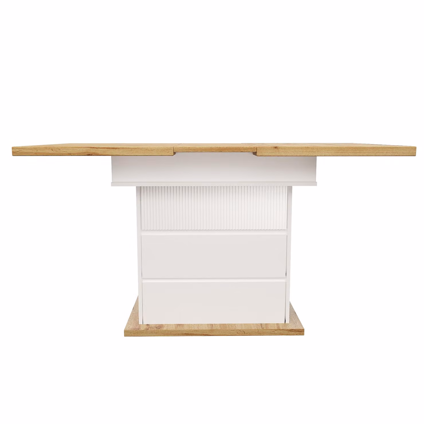 Aosom UK Modern Extendable Rectangular Dining Table with Hidden Storage and Magnetic Soft-Close, White, W: 80 cm, D: 140 cm, H: 75 cm – 2