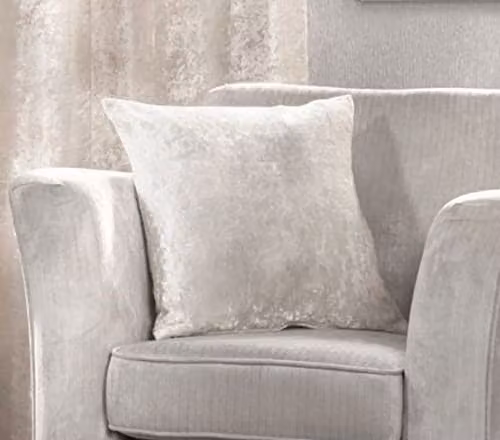 Alan Symonds Cream Crushed Velvet Square Cushion, W/D/H: 45 x 45 x 45 cm