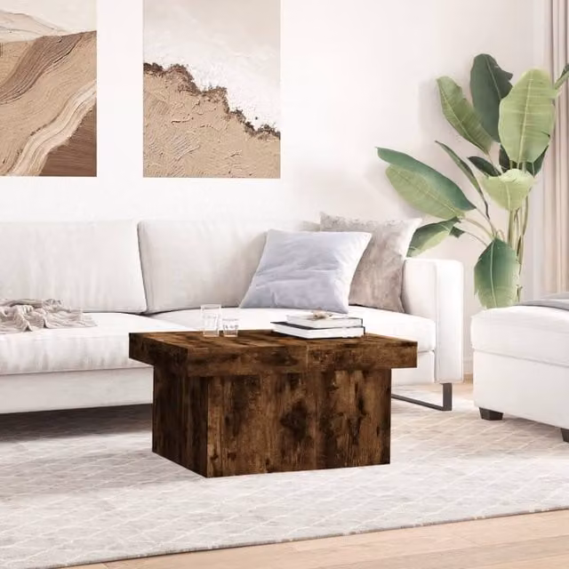 Berkfield Home Decorative Coffee Table in Smoked Oak Brown, W/D/H: 100 x 55 x 40 cm