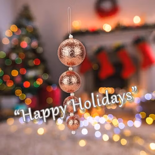 VFM e-Store Set of 4 Gold Round Hanging Christmas Bauble Ornaments, 31 cm – 5