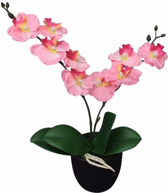 Berkfield Home Pink Artificial Orchid Plant with Pot, Height: 30 cm – 1