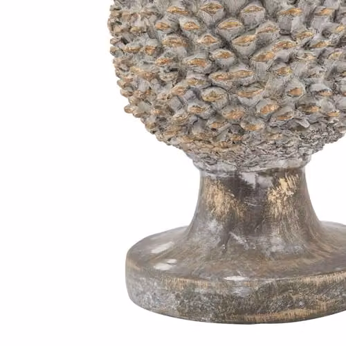 Love Lace Large Stone Effect Pinecone Ornament with Gold Accents in Grey, H 35 cm x W 22 cm x D 22 cm – 2