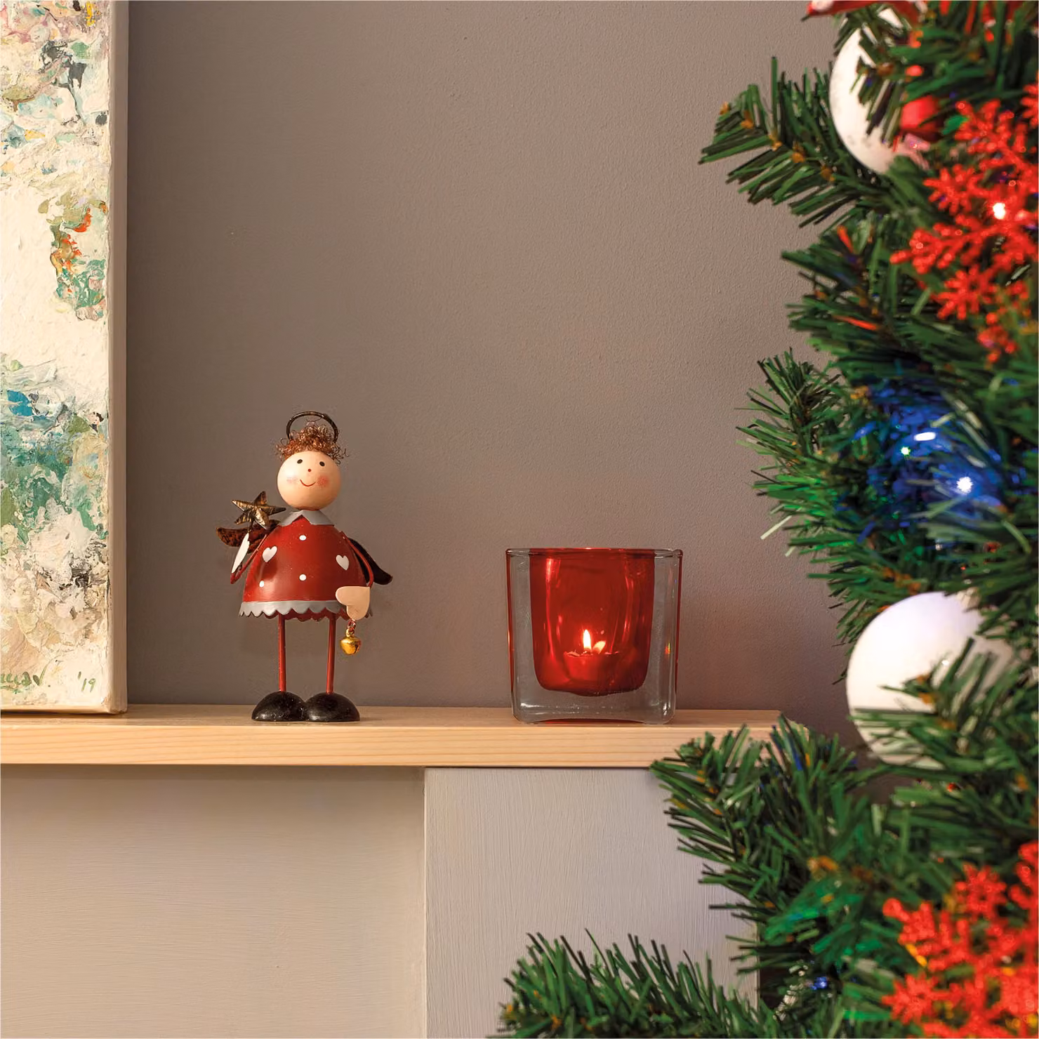 Netagon Red Metal Christmas Angel Tabletop Ornament – 7