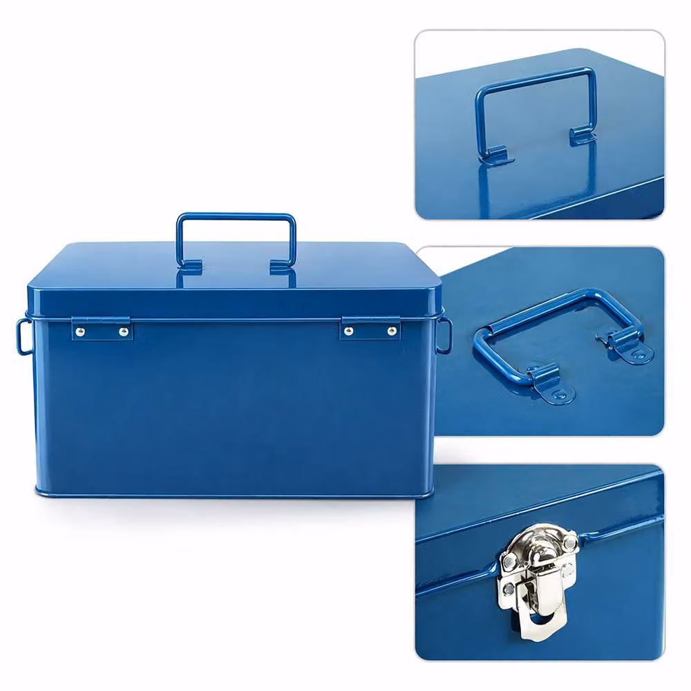 Simpa Vintage Style Metal Seed Packet Storage Box in Blue – 4