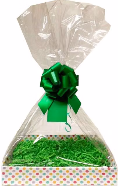 Hampabox Gift Basket Kit with Spotty Hamper Tray and Green Accessories, W/D/H: 30 x 20 x 6 cm