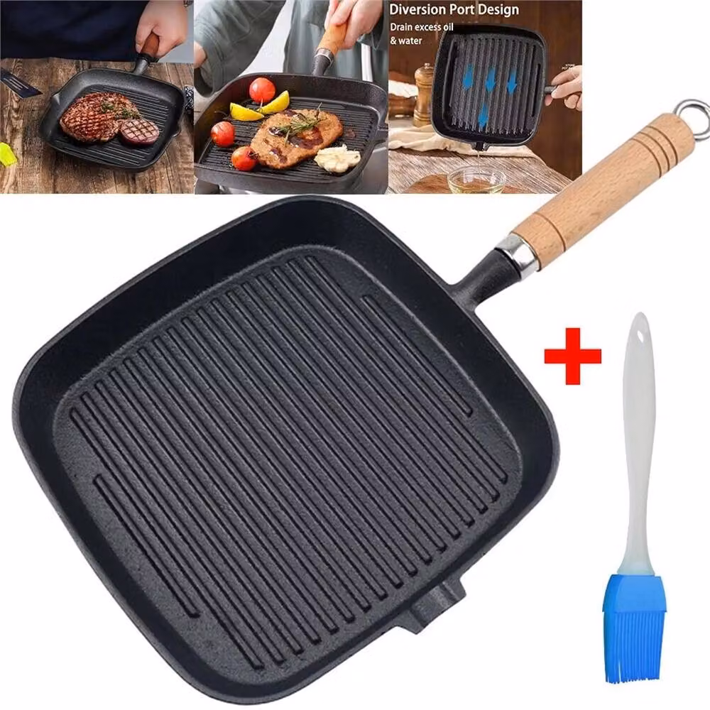 Havendro Cast Iron Non Stick Grill Pan with Pouring Spout in Black – 3