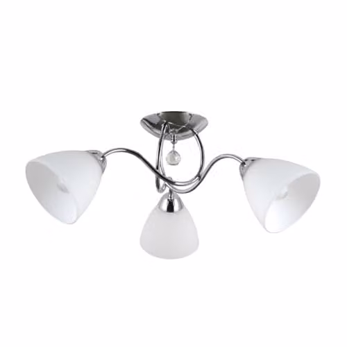 Netlighting Stylised Flush Ceiling Light in Chrome and White with 3 E27 Shades