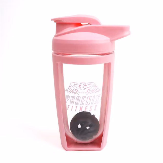 Phoenix Fitness Pink Protein Shaker Bottle, 600ml