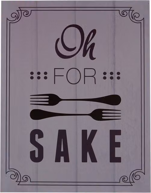 Maison by Premier Oh For Fork Sake Typography Wall Plaque in Black and Grey Wood