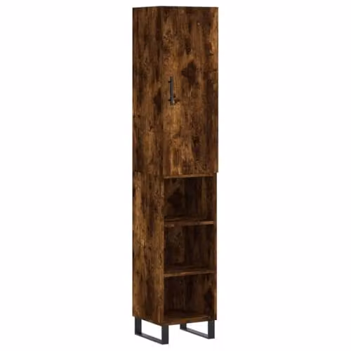 vidaXL Highboard in Smoked Oak, Brown Industrial Style, W/D/H: 34.5 x 34 x 180 cm – 1