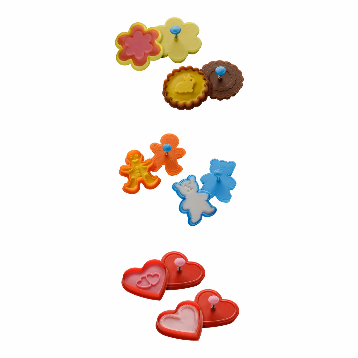 Orsina Set of 2 Heart Shape Cookie Cutters with Spring Handles in Red and Pink – 2