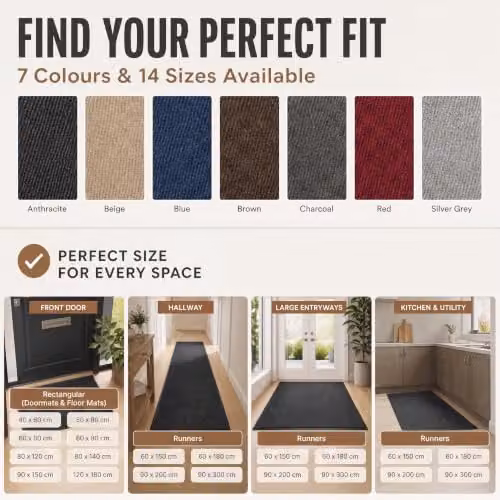 Desire Rugs Non-Slip Dirt Trapper Door Mat with Rubber Edges, Anthracite Grey, W: 40 cm, D: 60 cm – 9