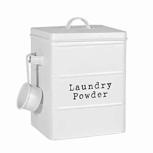 Harbour Housewares Washing Powder Storage Container Tin in White