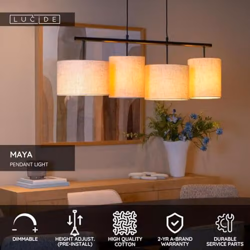 Lucide Maya Pendant Light, Beige, 4 x E27 – 2