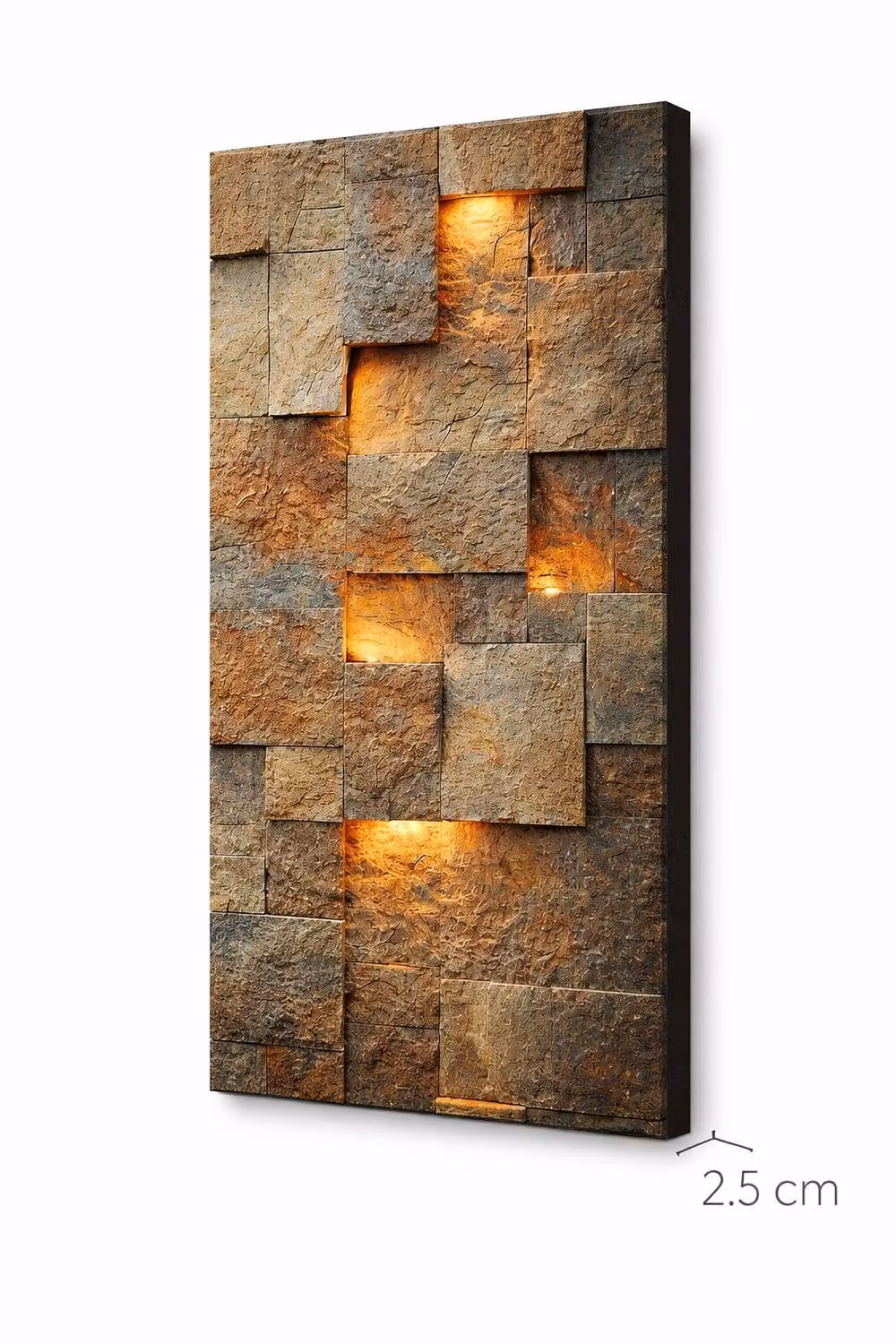Mafett Brown Stone Texture Effect Canvas Wall Art with Abstract Geometric Design – 2