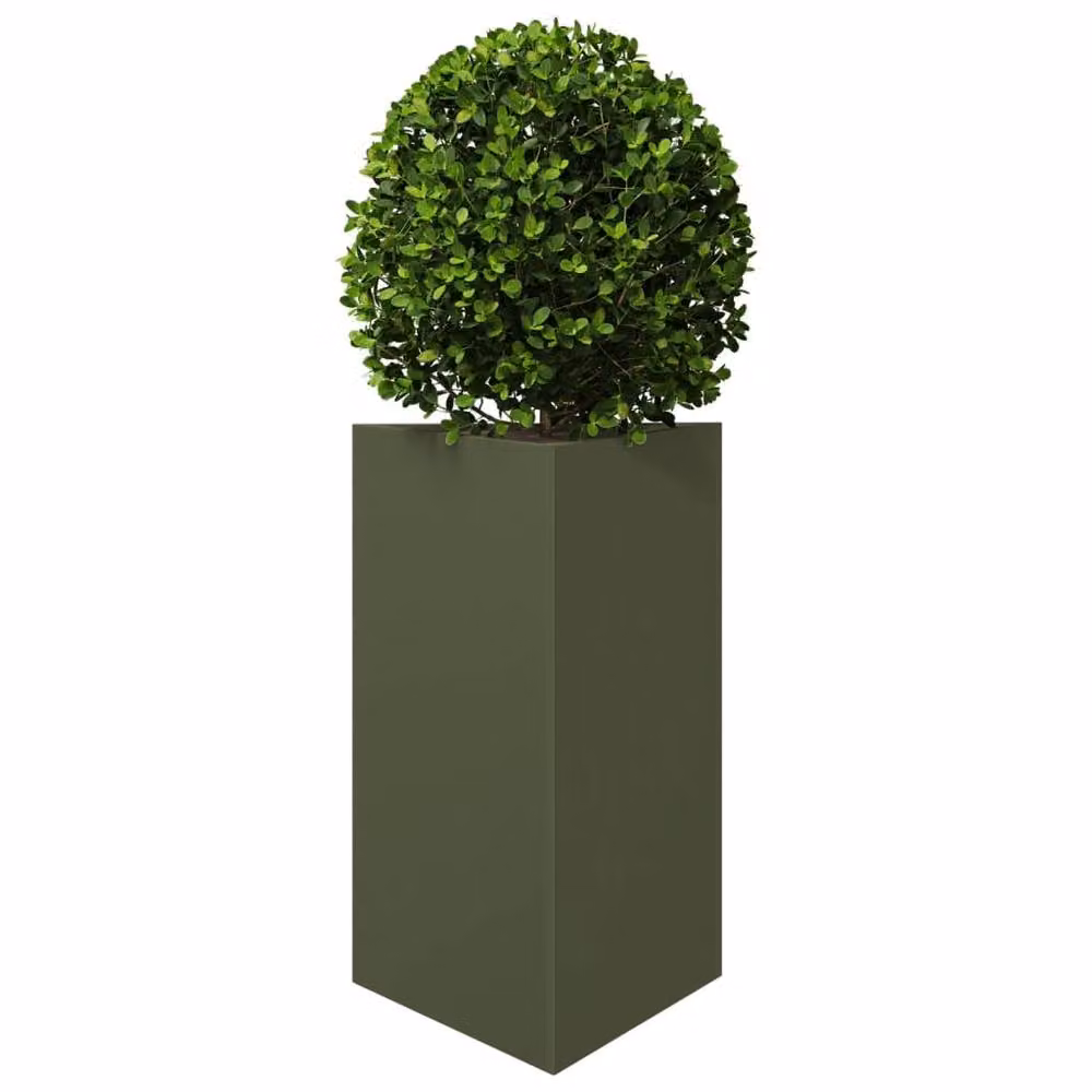 Berkfield Home Steel Garden Planter Tub in Green, W/D/H: 50 x 43 x 75 cm – 3