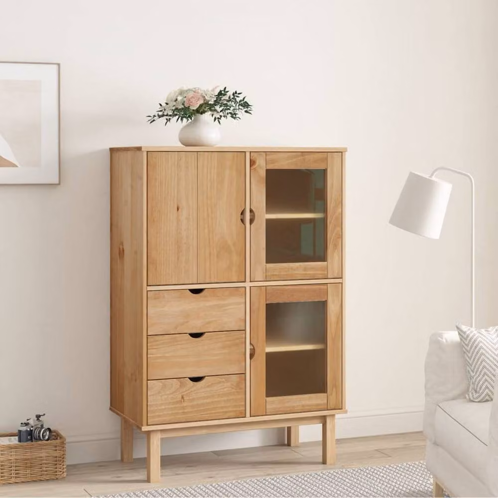 Berkfield Home OTTA Highboard in Brown Solid Wood Pine, W/D/H: 85 x 43 x 125 cm – 2