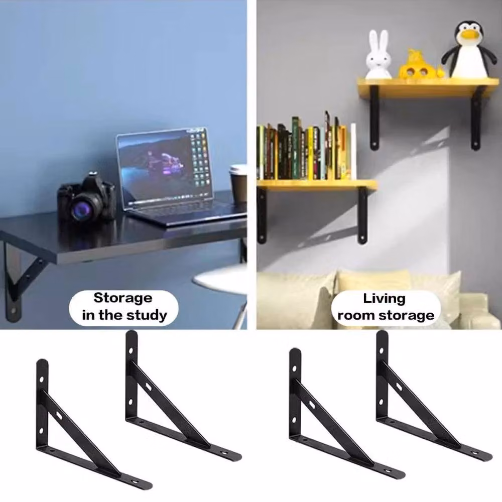 SPETLEK 12-Piece L-Shaped Steel Wall Mounted Shelf Brackets in Matt Black – 4
