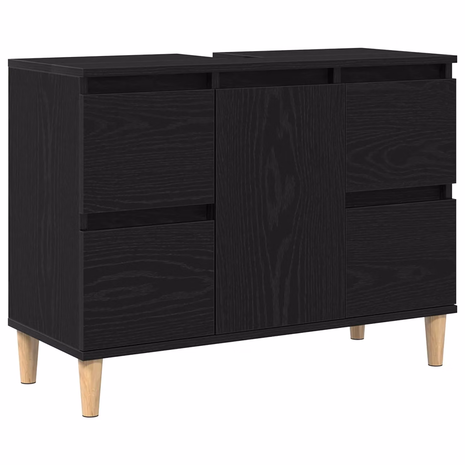 Berkfield Home Black Oak Sink Cabinet W/D/H: 80 x 33 x 60 cm – 2