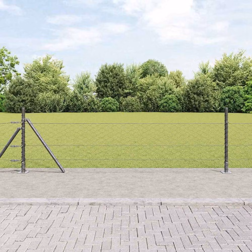 Berkfield Home Grey Powder-Coated Steel Hexagon Fence, H: 0.5 m x W: 100 m – 2