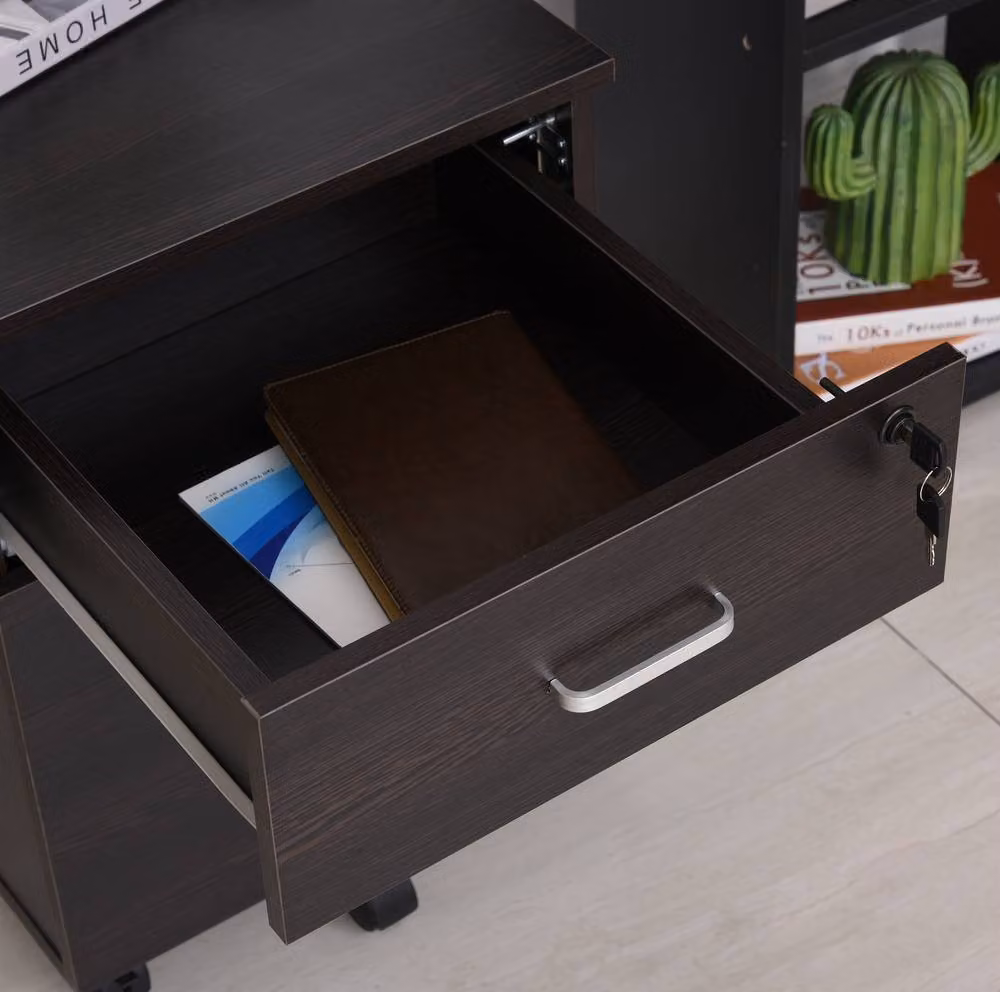 STILVORA Locking Filing Cabinet with 2 Drawers and Castors in Black – 7
