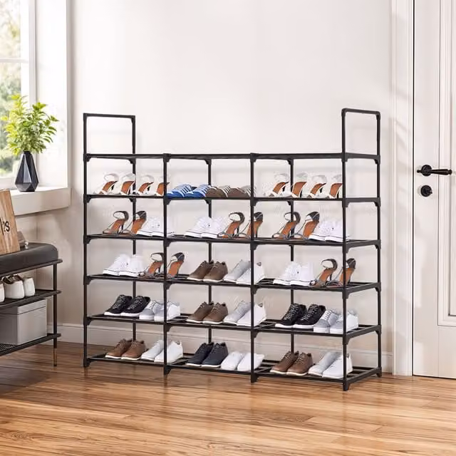 Lifeideas 6-Tier Freestanding Shoe Rack in Black