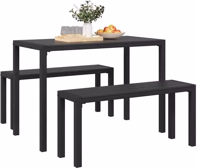 Berkfield Home Modern 3-Piece Garden Dining Set in Black Steel and Composite