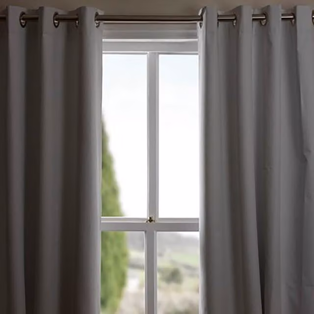 My Home Grey Plain Blackout Eyelet Curtains