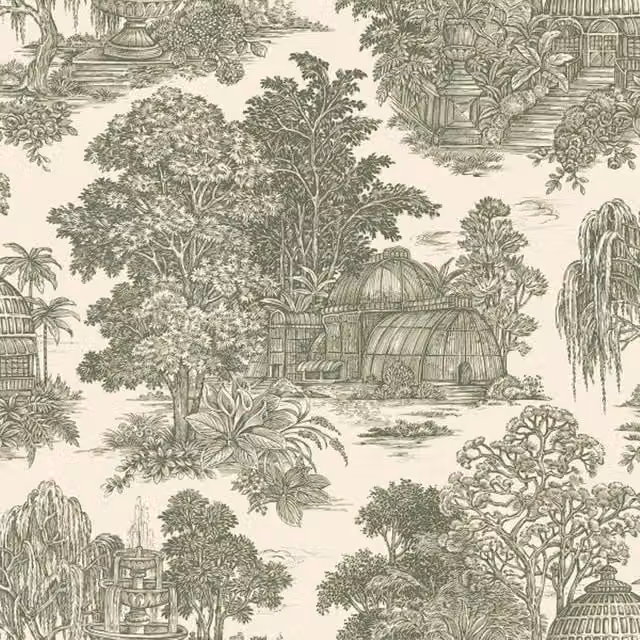 Holden Décor Osterley Gardens Toile Botanical Floral Wallpaper in Green – 1