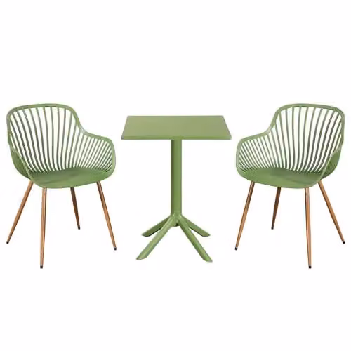Core Products 3-Piece Bistro Garden Set with Two Sunray Armchairs and Square Plastic Table