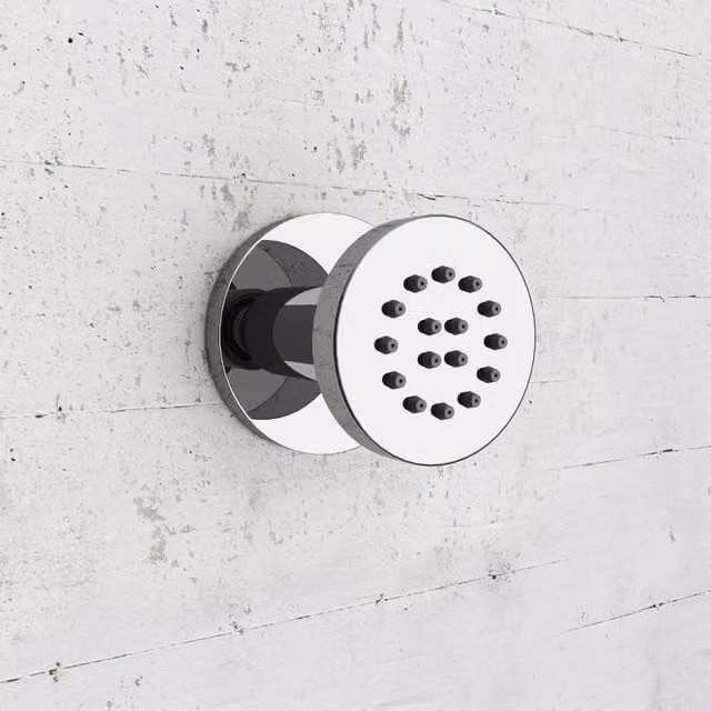 Nes Home Single Round Shower Bath Body Massage Jets in Chrome Metallic Silver