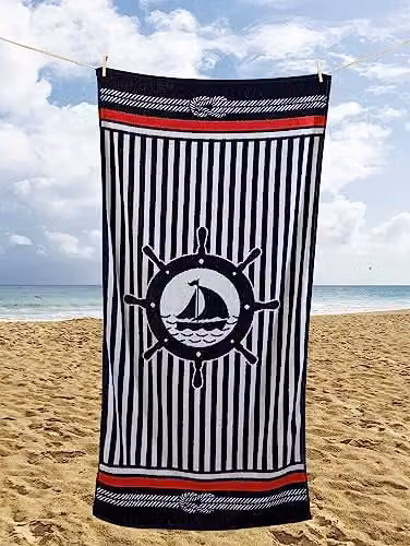 Rapport Home Ultra Absorbent Nautical Adult Beach Towel, Multicolour, W: 160 cm, H: 85 cm