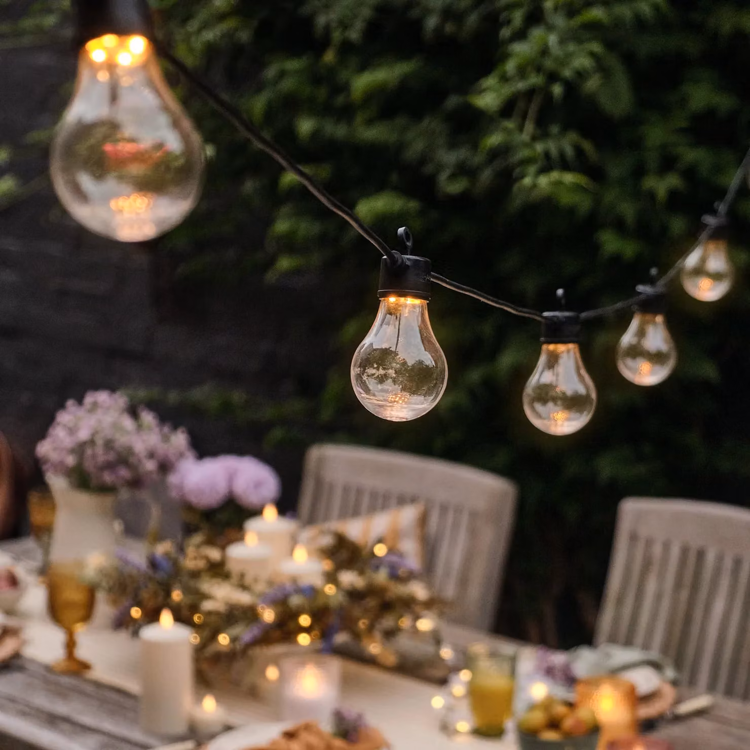 Core Connect Connectable LED Festoon Lights with Warm White Sphere Bulbs and Black Cable, 20m