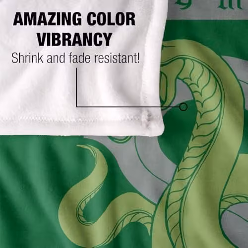 Warner Bros. Harry Potter Slytherin By Any Means Super Soft Fleece Throw Blanket, Green, W: 127.0 cm x H: 152.4 cm – 3