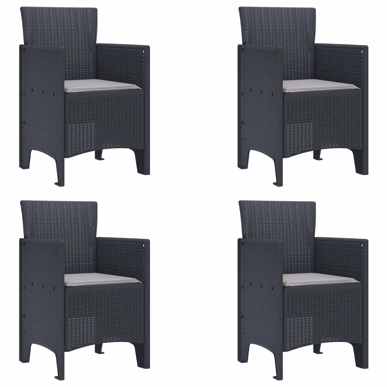 Berkfield Home 5 Piece Anthracite Poly Rattan Garden Dining Set with Grey Cushions – 4