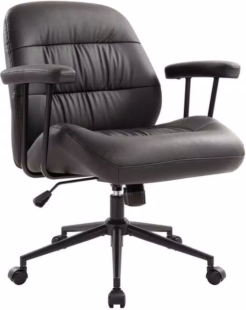 FORGEVIO Black Ergonomic Home Office Chair with Headrest and Armrests