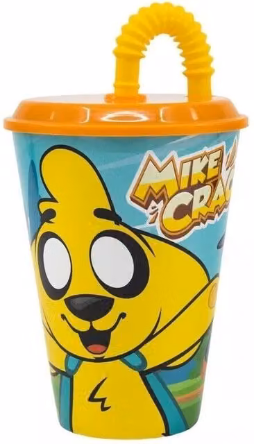 Mike Crack Sports Tumbler with Straw, Yellow and Multicolour, 430 ml