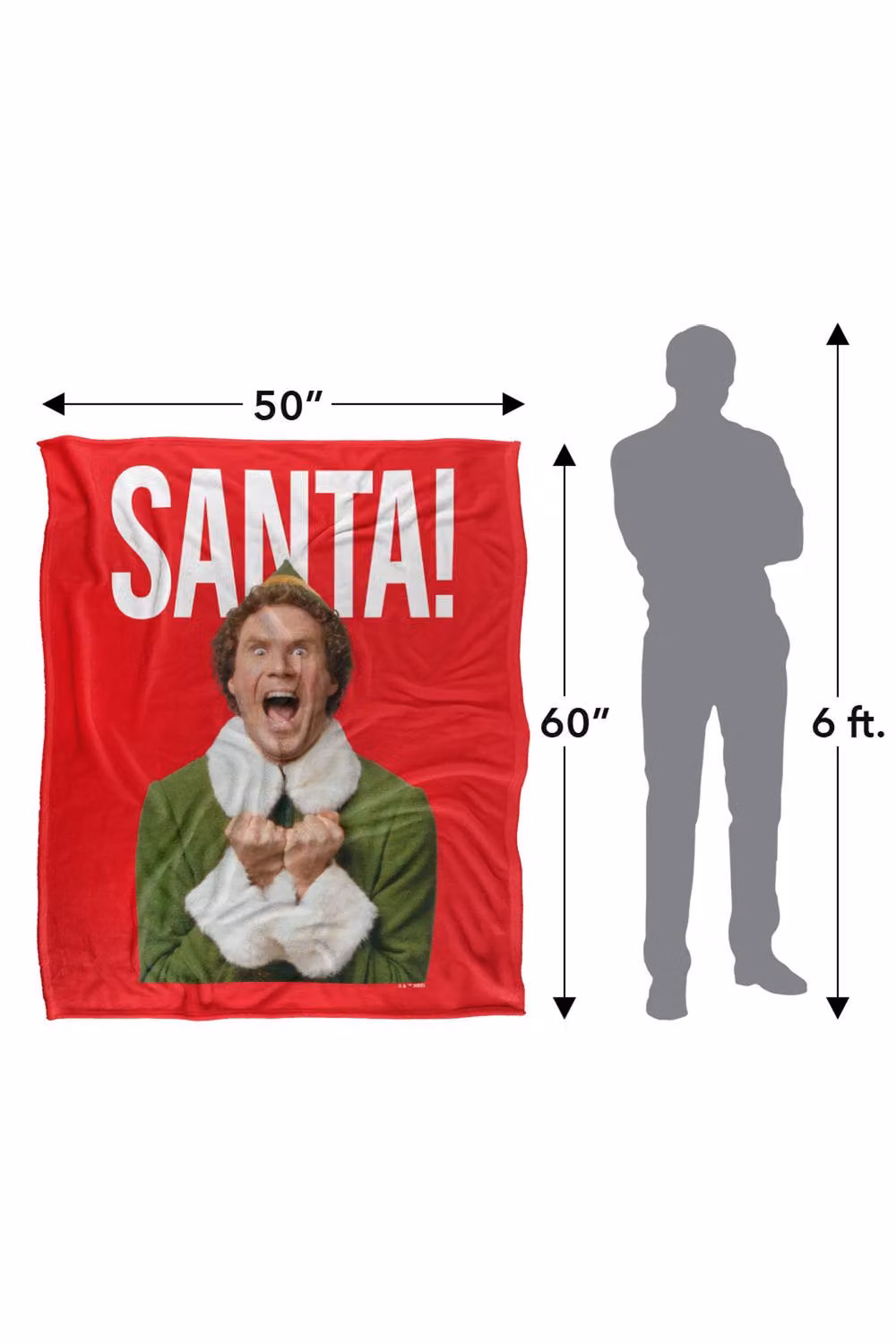 Warner Bros. Elf Christmas Santa Silky Touch Super Soft Fluffy Throw Blanket, Red and Multicolour, Large – 3