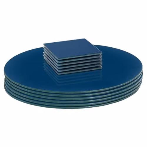Harbour Housewares 12pc Blue Glass Placemats and Coasters Set, Diameter: 30 cm – 1