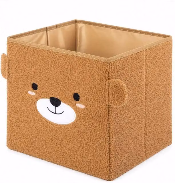 FLAVORA Brown Foldable Coral Fleece Storage Basket