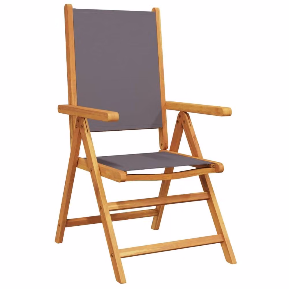 Berkfield Home Set of 4 Reclining Garden Chairs in Anthracite Fabric and Acacia Solid Wood – 2