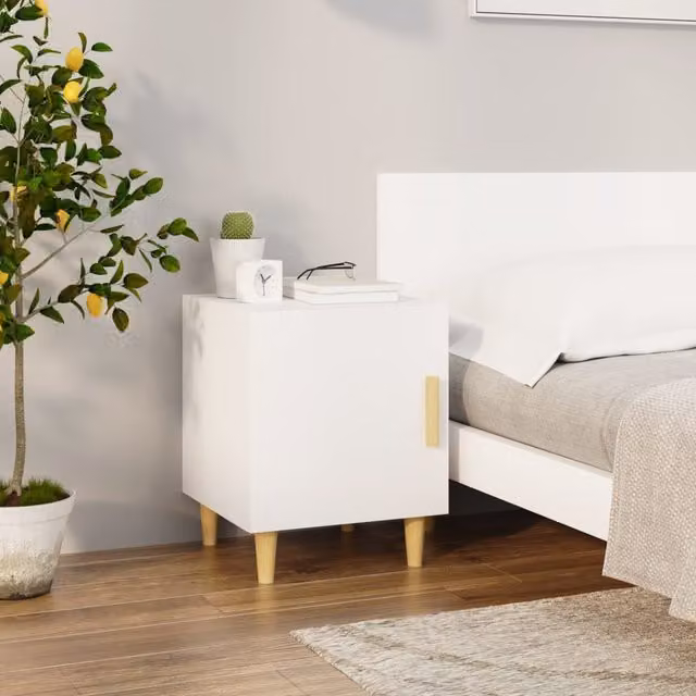 Berkfield Home White Matt MDF Bedside Cabinet – 1