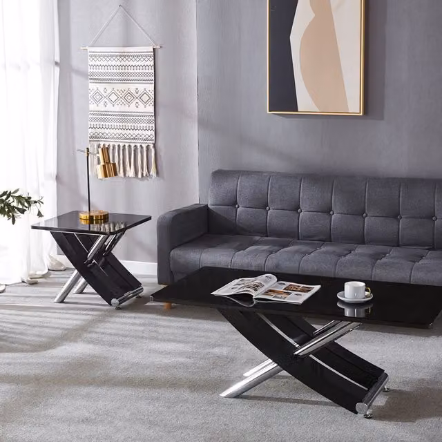 Modernique Carlo Top High Gloss MDF Side Table in Black